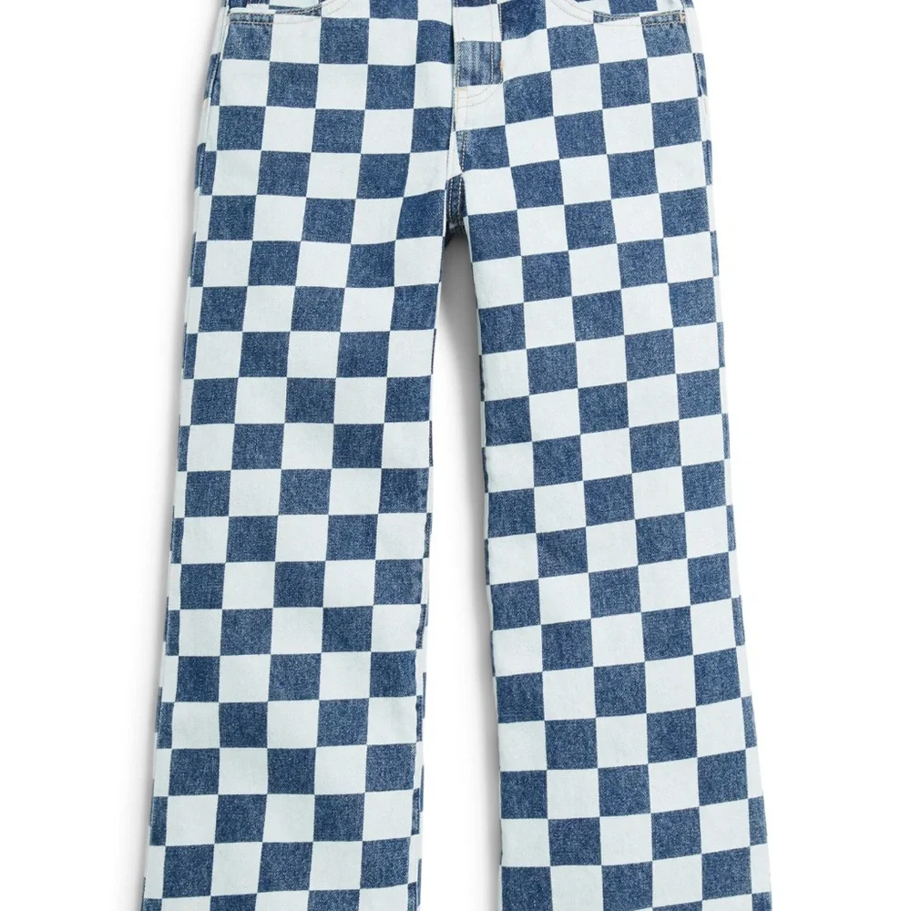 Old Navy Blue and White Checkerboard Kids Jeans